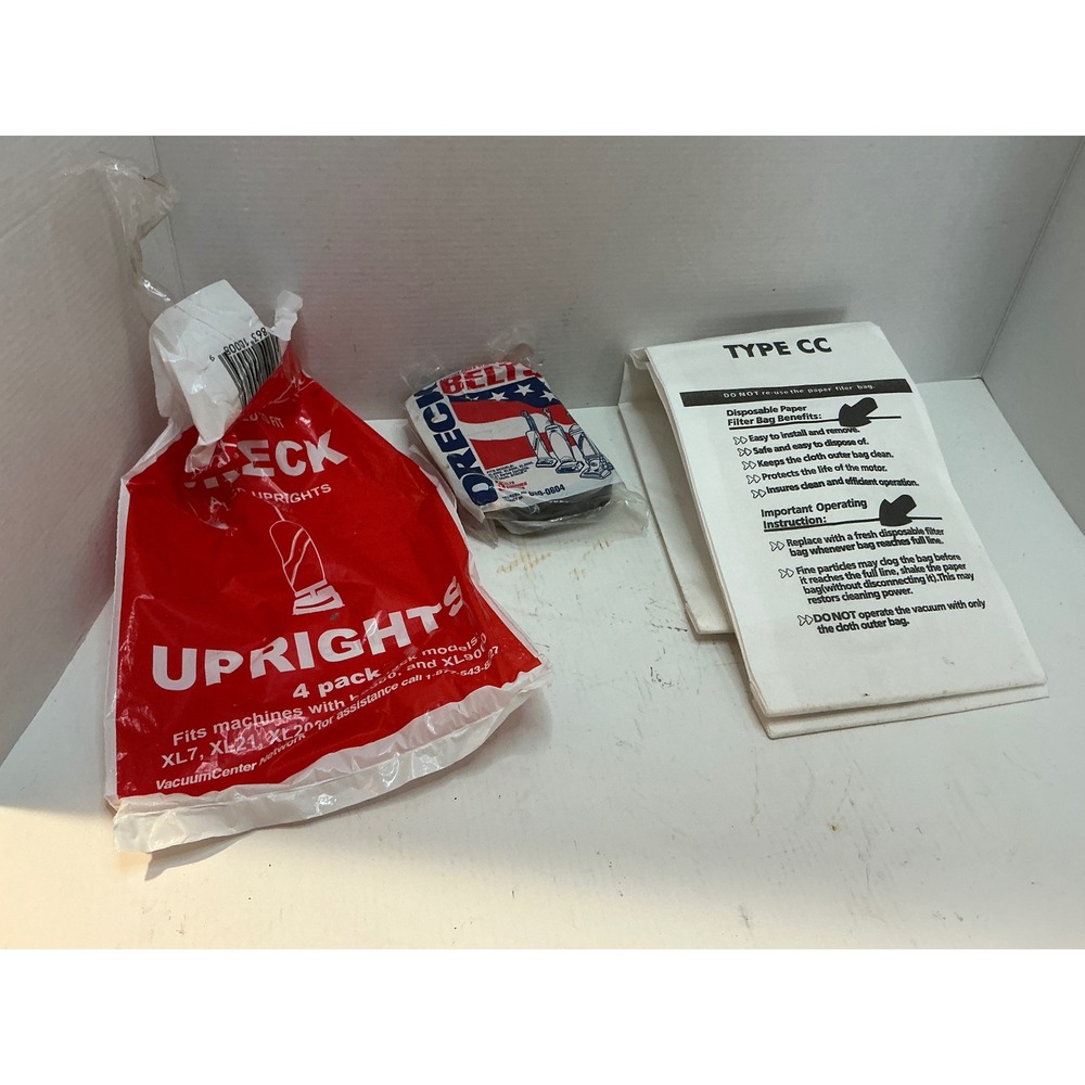 Oreck Type CC 2 Vacuum Bags and 3 Belts XL Series XL2000 XL3000 XL9000 Set